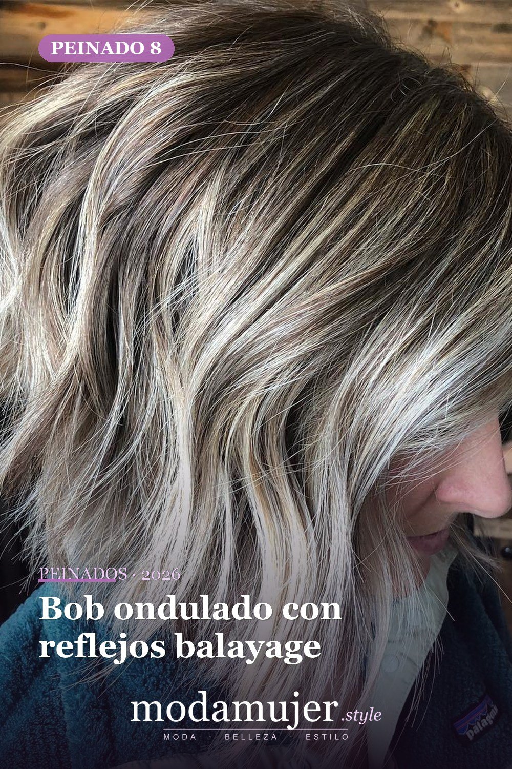 Bob ondulado con reflejos balayage — 50 bobs desordenados más bonitos y modernos que vale la pena probar en 2026