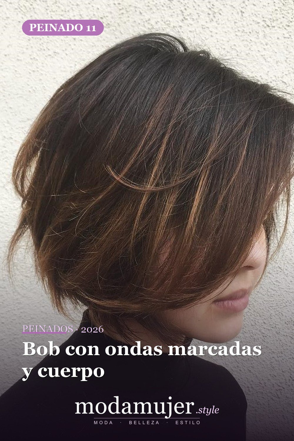 Bob con ondas marcadas y cuerpo — 50 bobs desordenados más bonitos y modernos que vale la pena probar en 2026