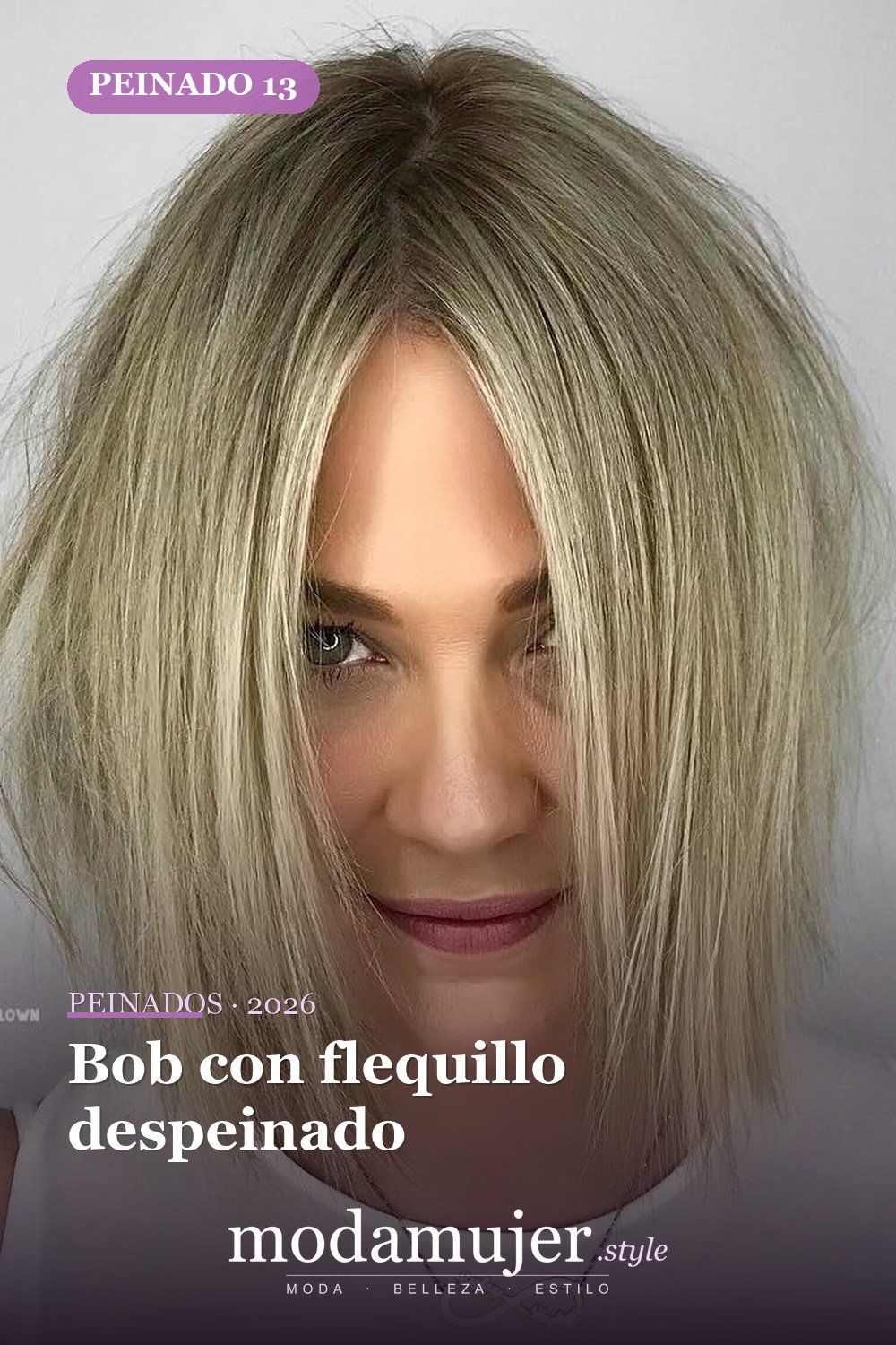 Bob con flequillo despeinado — 50 bobs desordenados más bonitos y modernos que vale la pena probar en 2026