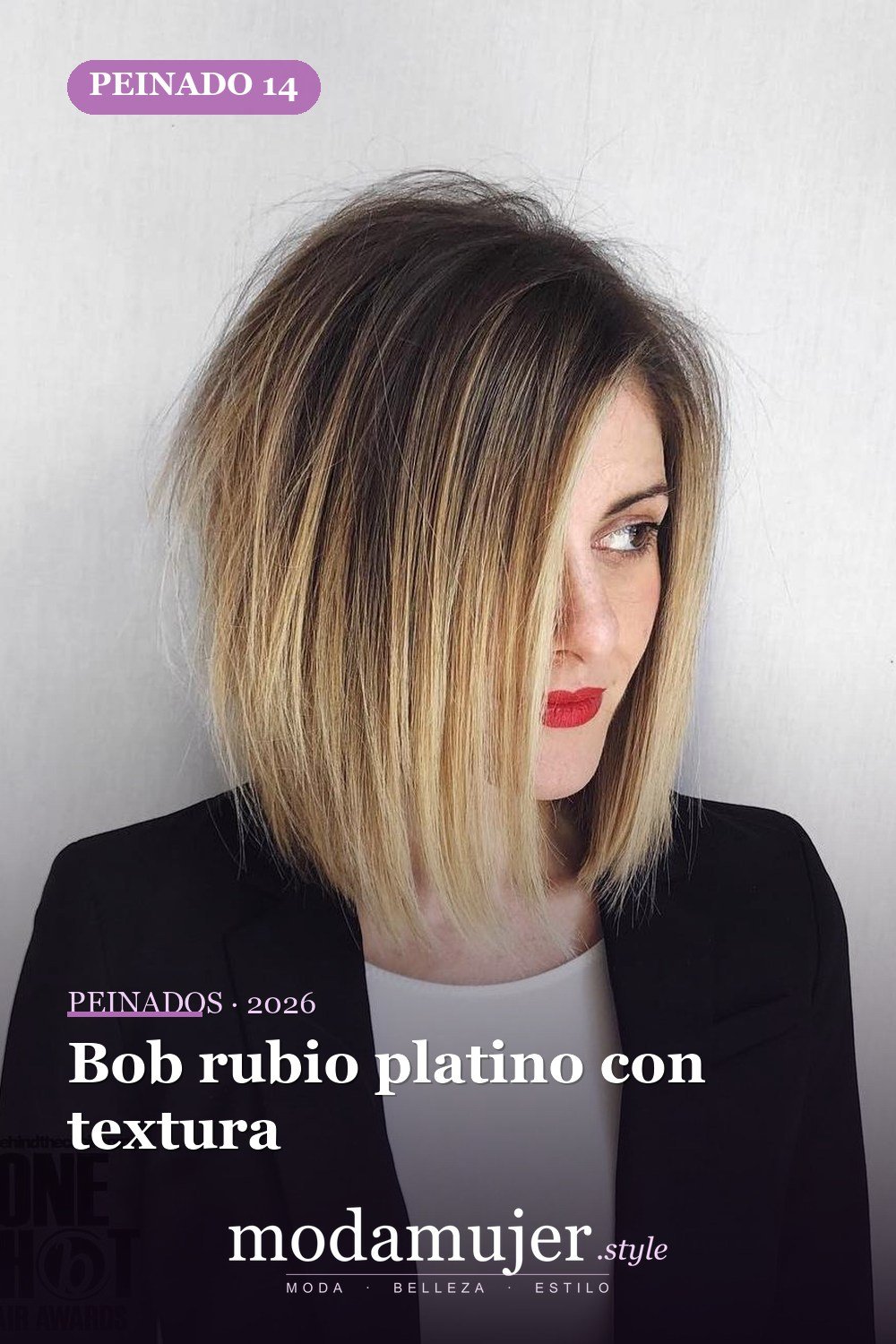 Bob rubio platino con textura — 50 bobs desordenados más bonitos y modernos que vale la pena probar en 2026