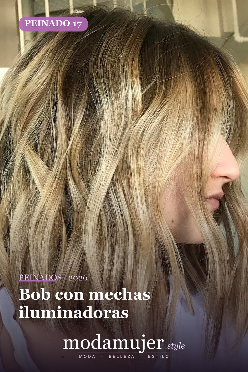 Bob con mechas iluminadoras — 50 bobs desordenados más bonitos y modernos que vale la pena probar en 2026