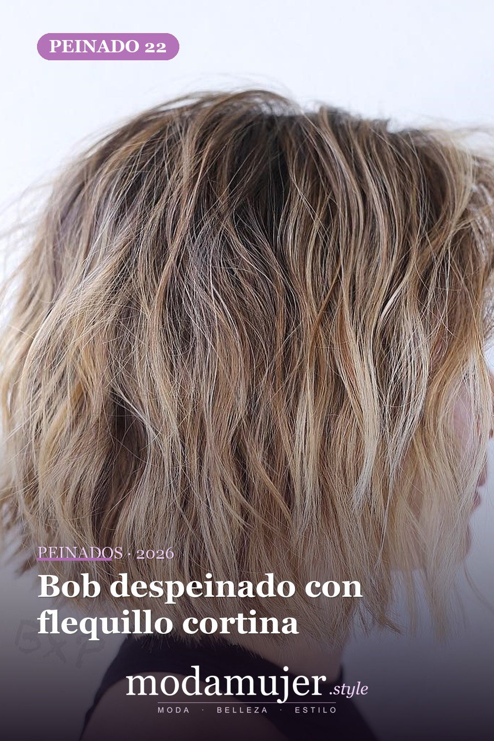 Bob despeinado con flequillo cortina — 50 bobs desordenados más bonitos y modernos que vale la pena probar en 2026