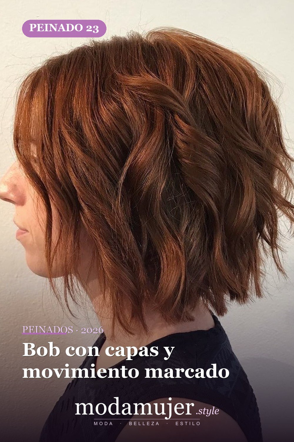 Bob con capas y movimiento marcado — 50 bobs desordenados más bonitos y modernos que vale la pena probar en 2026