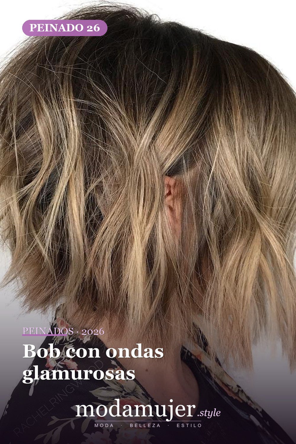 Bob con ondas glamurosas — 50 bobs desordenados más bonitos y modernos que vale la pena probar en 2026