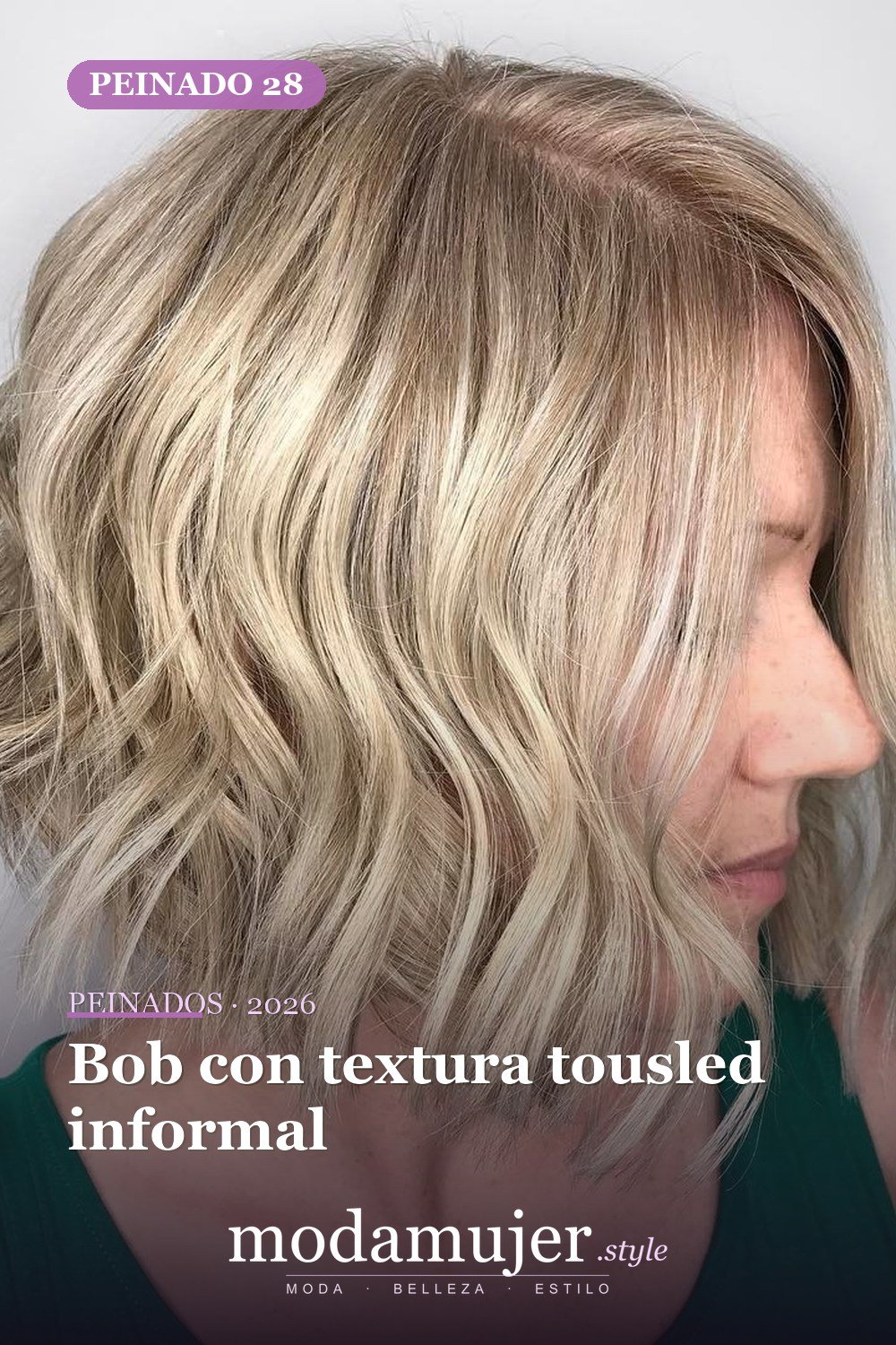 Bob con textura tousled informal — 50 bobs desordenados más bonitos y modernos que vale la pena probar en 2026