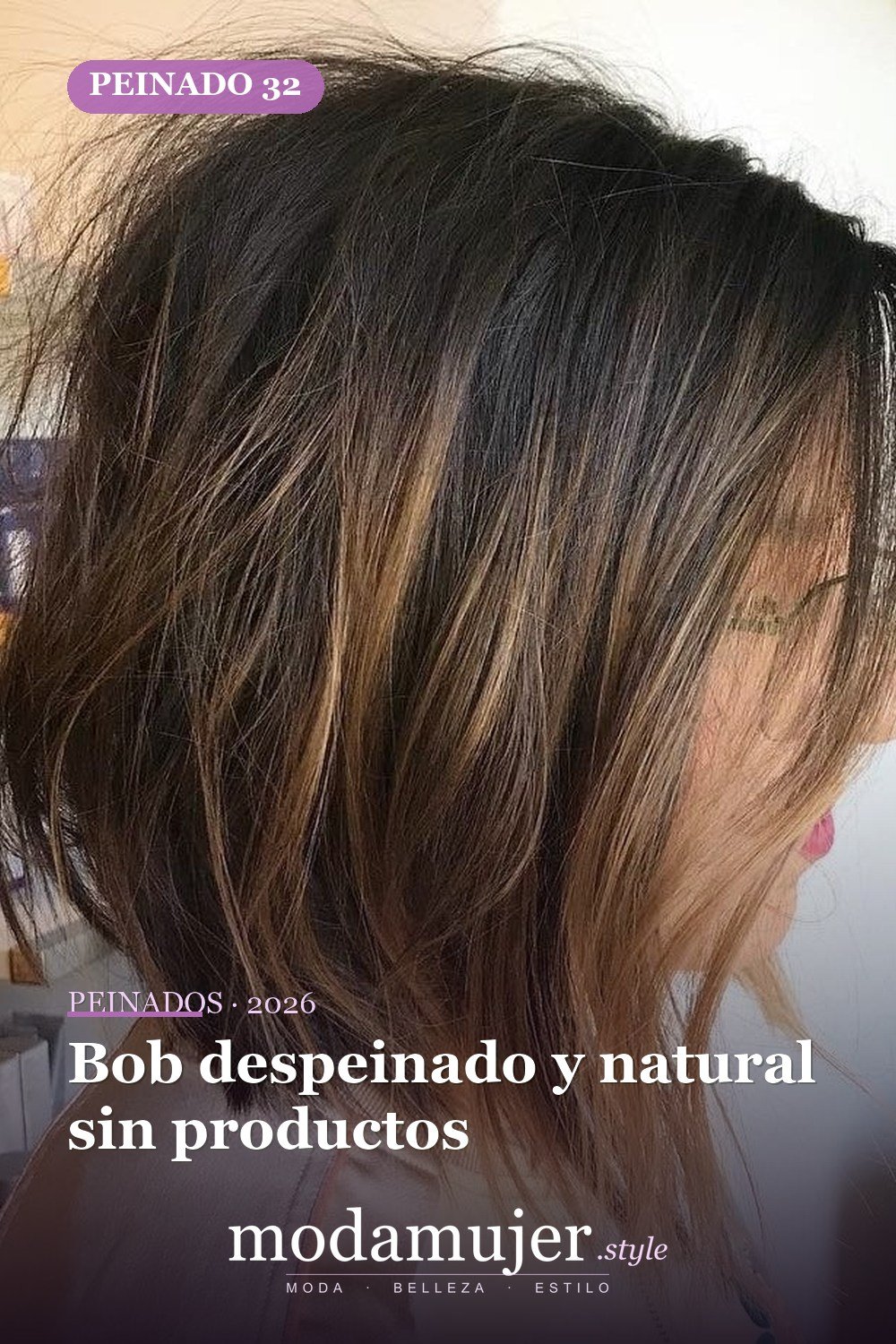 Bob despeinado y natural sin productos — 50 bobs desordenados más bonitos y modernos que vale la pena probar en 2026