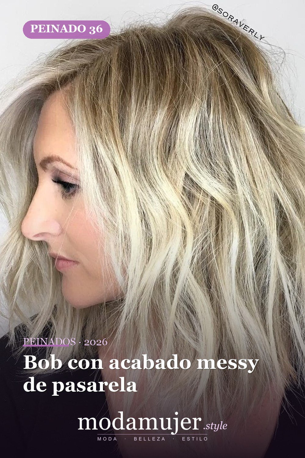 Bob con acabado messy de pasarela — 50 bobs desordenados más bonitos y modernos que vale la pena probar en 2026