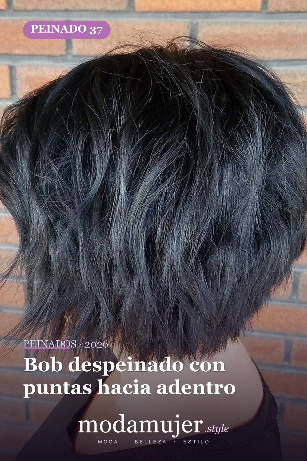 Bob despeinado con puntas hacia adentro — 50 bobs desordenados más bonitos y modernos que vale la pena probar en 2026