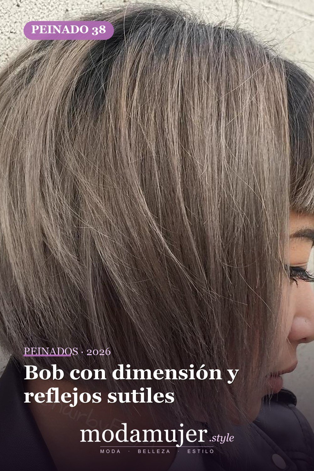 Bob con dimensión y reflejos sutiles — 50 bobs desordenados más bonitos y modernos que vale la pena probar en 2026
