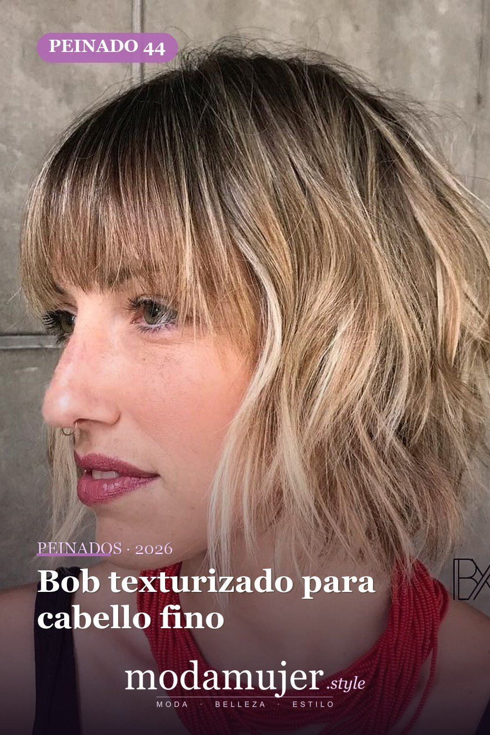Bob texturizado para cabello fino — 50 bobs desordenados más bonitos y modernos que vale la pena probar en 2026