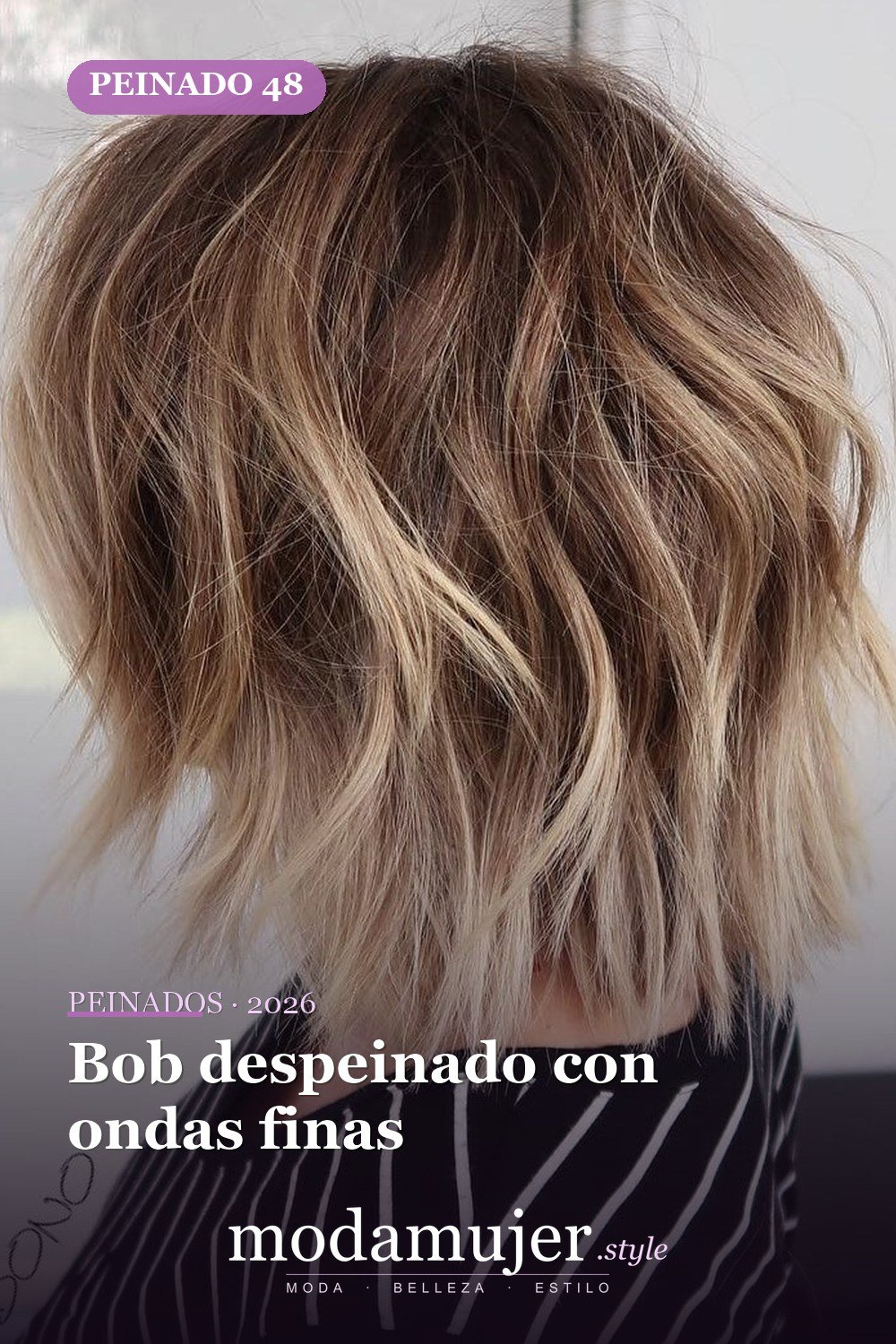 Bob despeinado con ondas finas — 50 bobs desordenados más bonitos y modernos que vale la pena probar en 2026