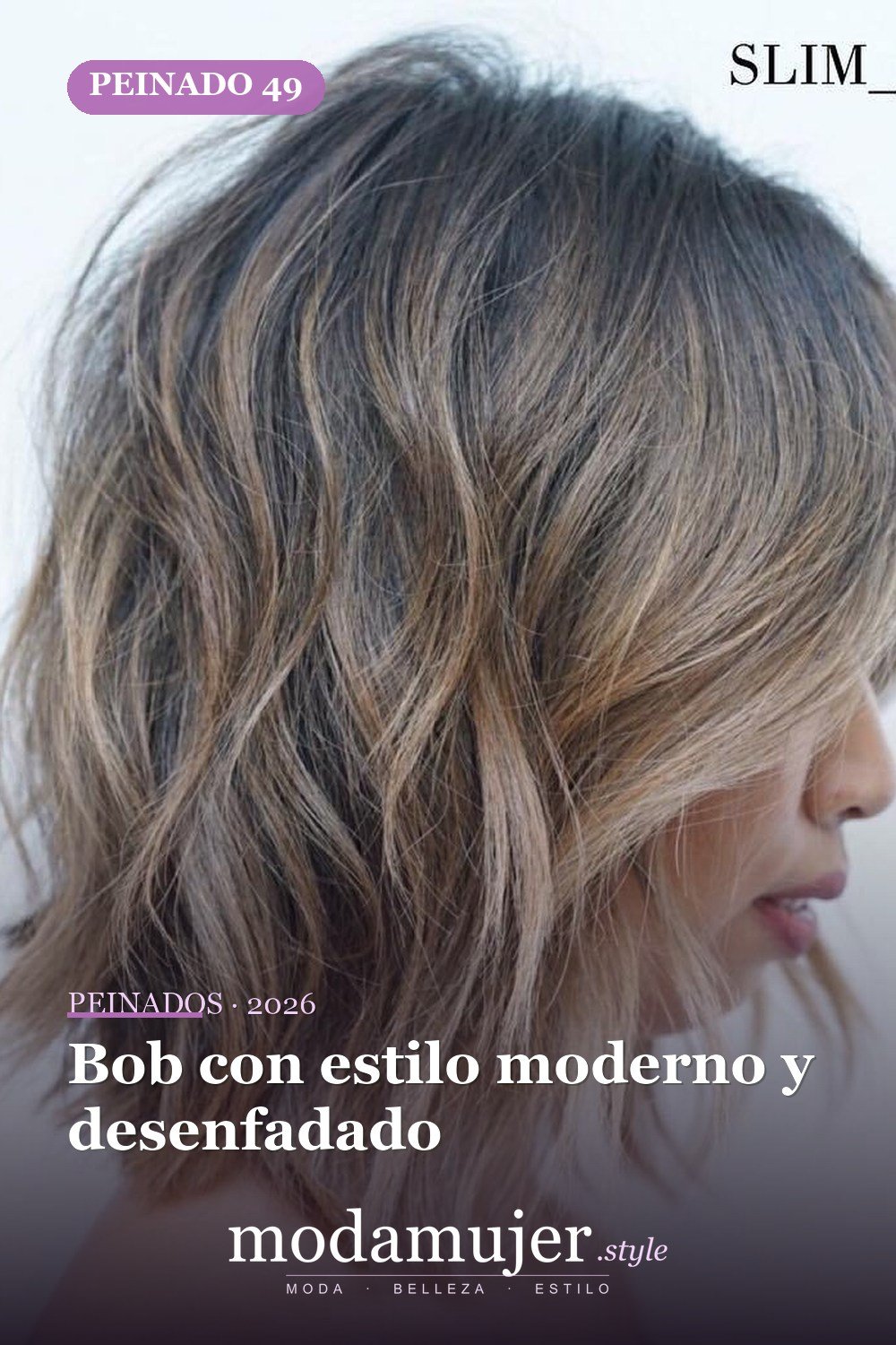 Bob con estilo moderno y desenfadado — 50 bobs desordenados más bonitos y modernos que vale la pena probar en 2026
