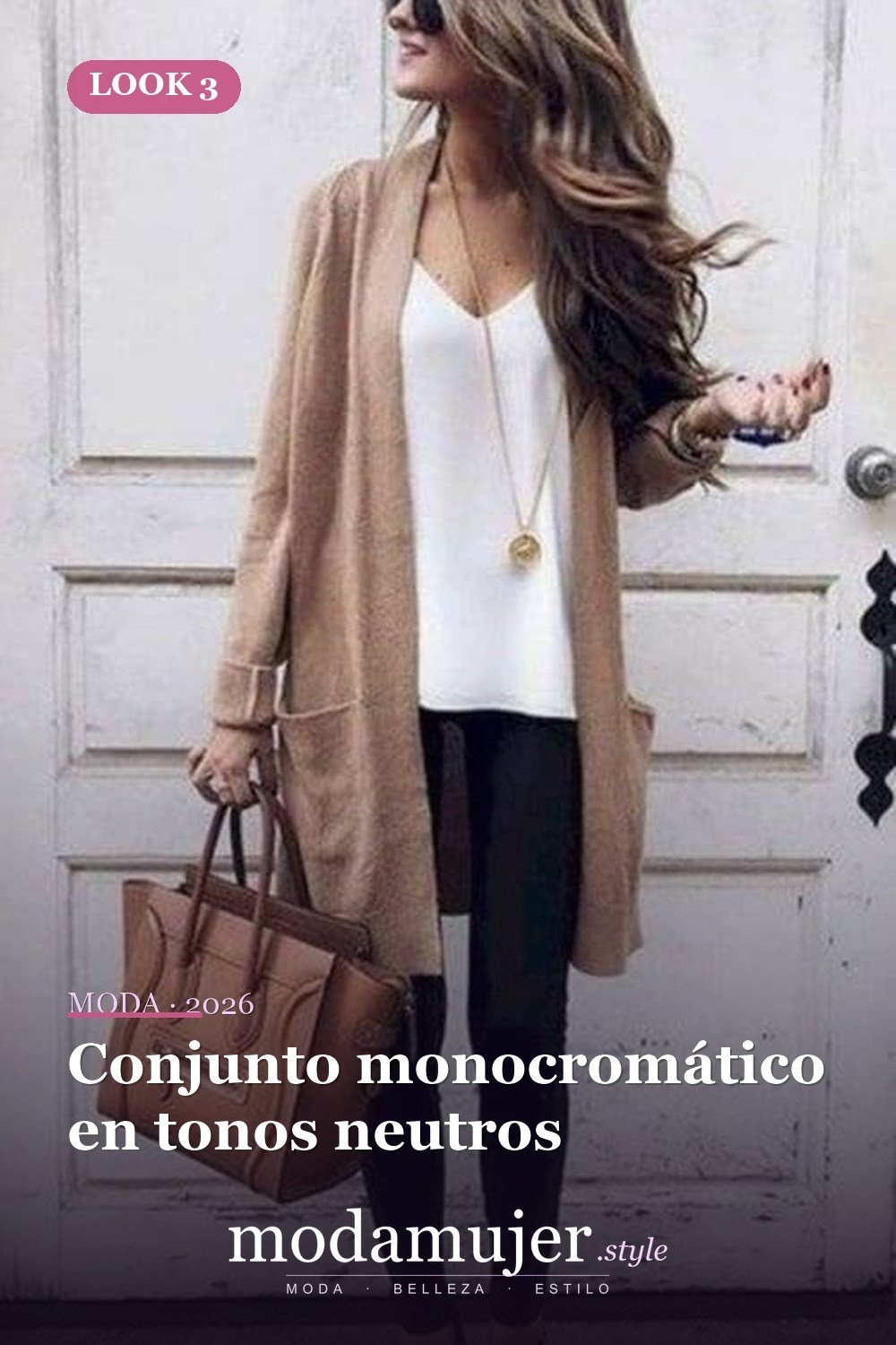 Conjunto monocromático en tonos neutros — 50 conjuntos de cárdigan con clase para la primavera