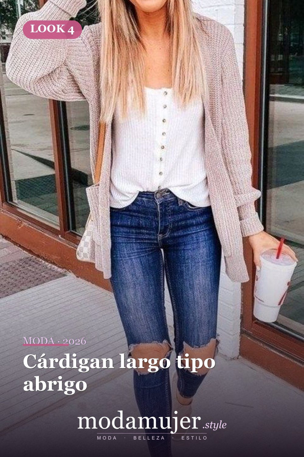 Cárdigan largo tipo abrigo — 50 conjuntos de cárdigan con clase para la primavera