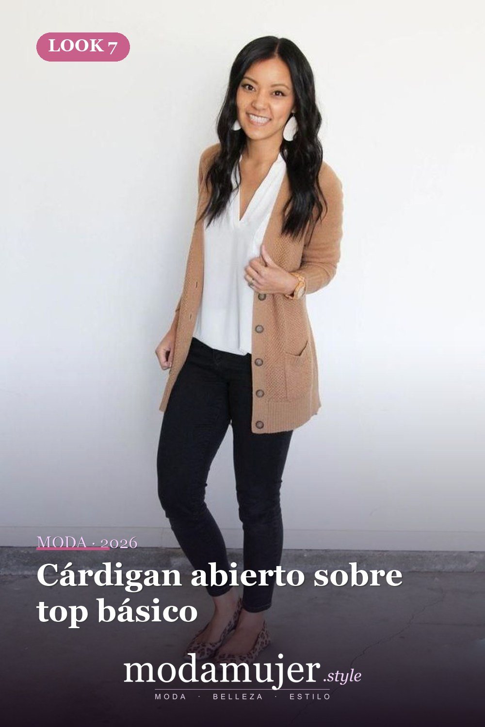 Cárdigan abierto sobre top básico — 50 conjuntos de cárdigan con clase para la primavera