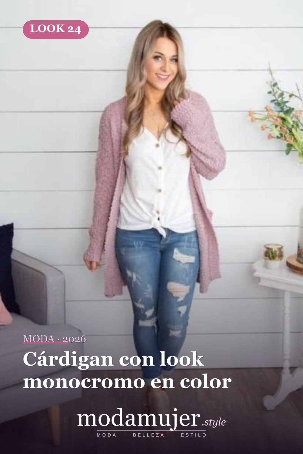 Cárdigan con look monocromo en color — 50 conjuntos de cárdigan con clase para la primavera