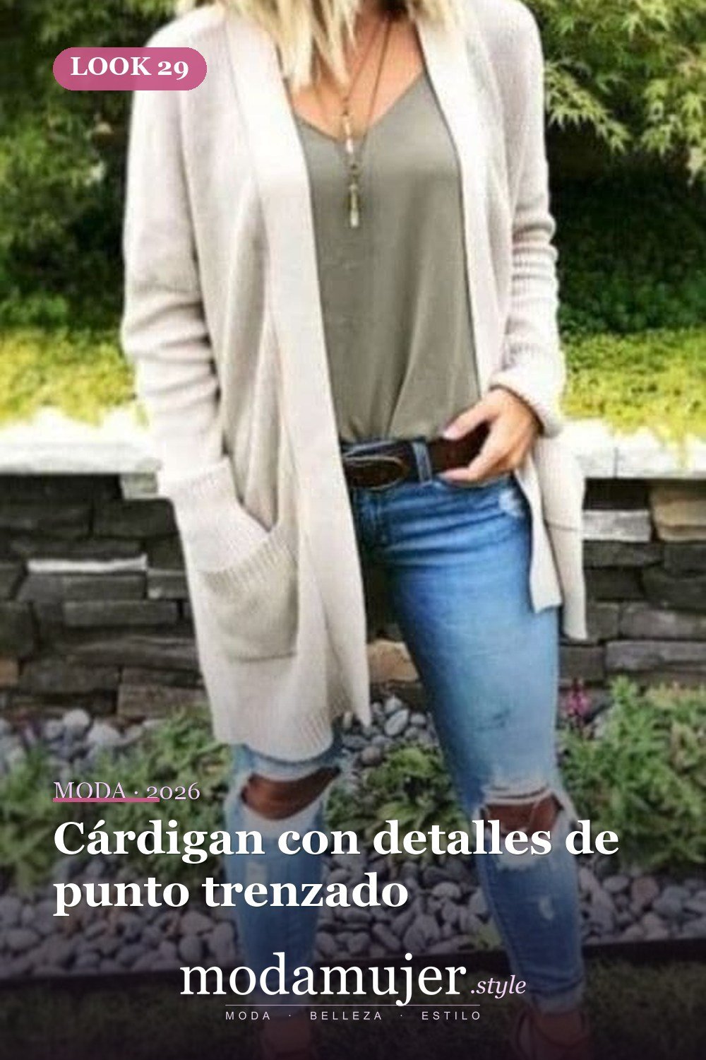 Cárdigan con detalles de punto trenzado — 50 conjuntos de cárdigan con clase para la primavera