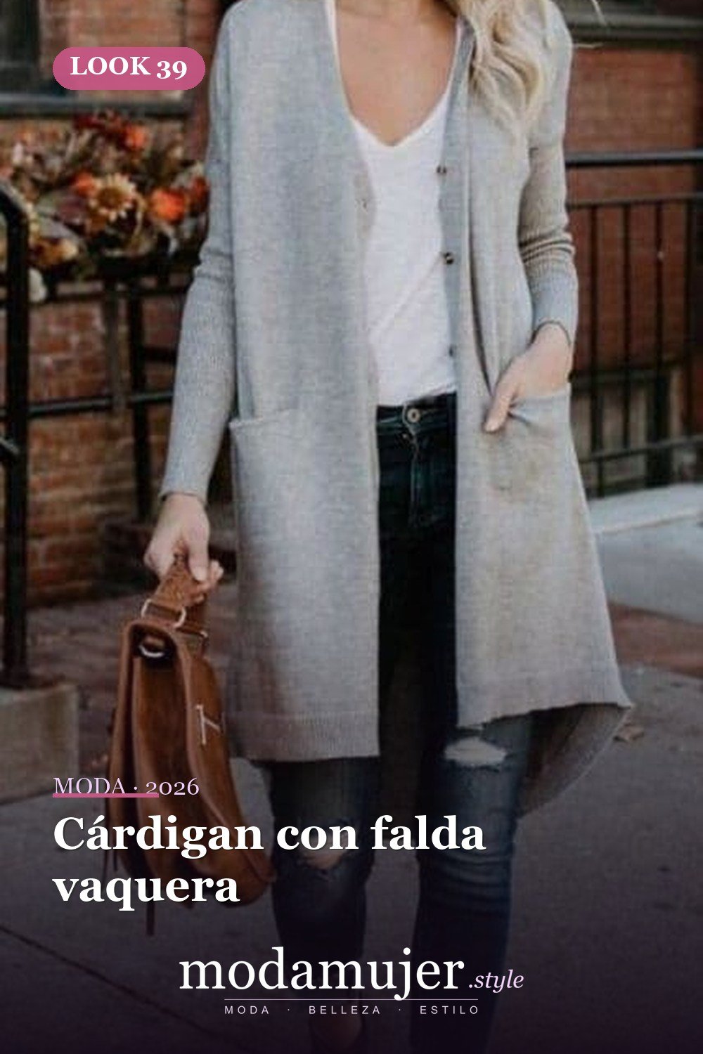 Cárdigan con falda vaquera — 50 conjuntos de cárdigan con clase para la primavera