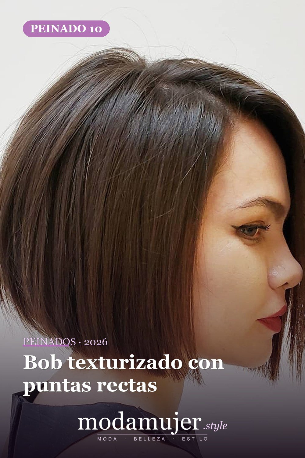 Bob texturizado con puntas rectas — 50 cortes contundentes y bobs que están dominando en 2026