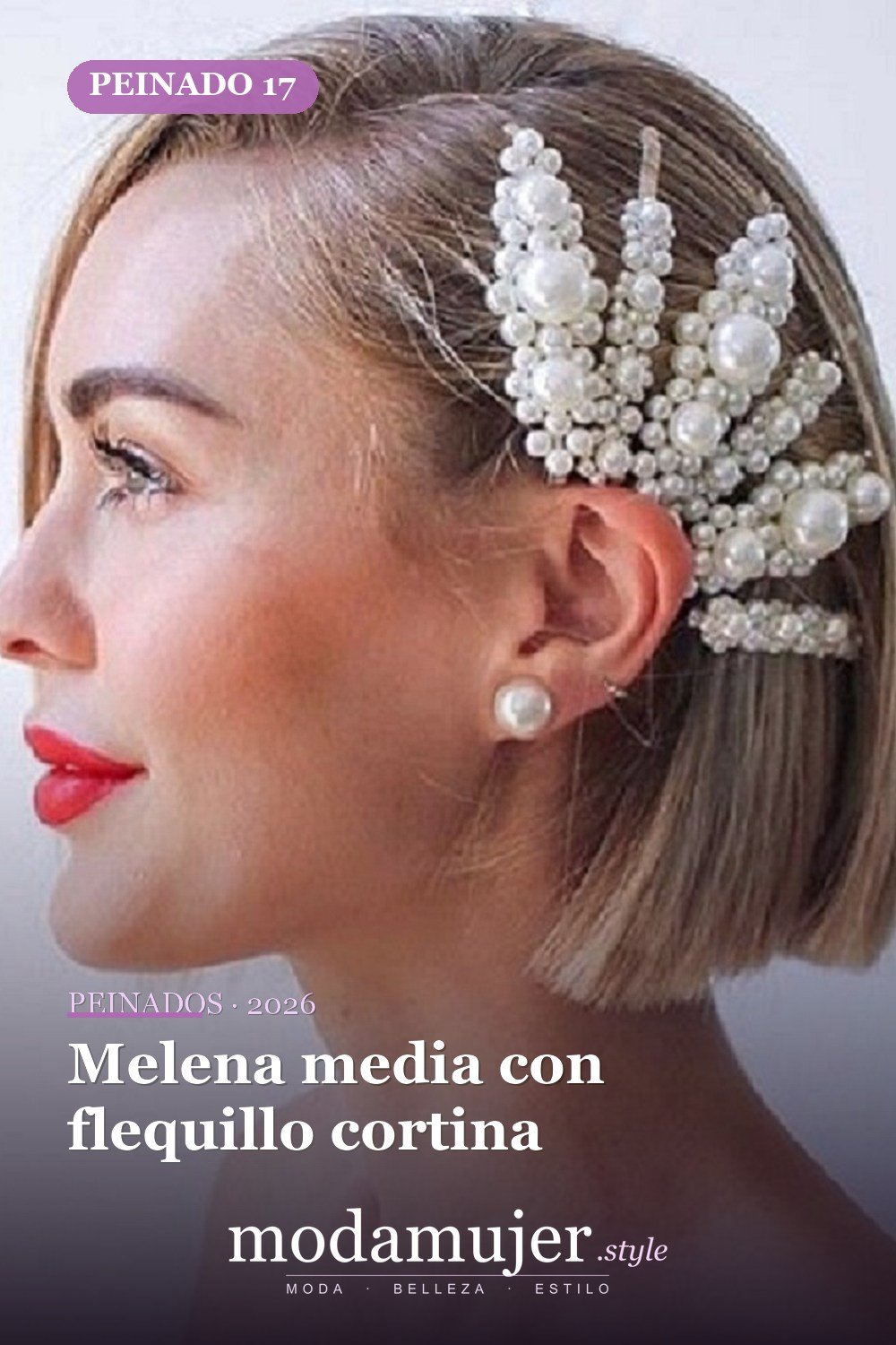 Melena media con flequillo cortina — 50 cortes contundentes y bobs que están dominando en 2026