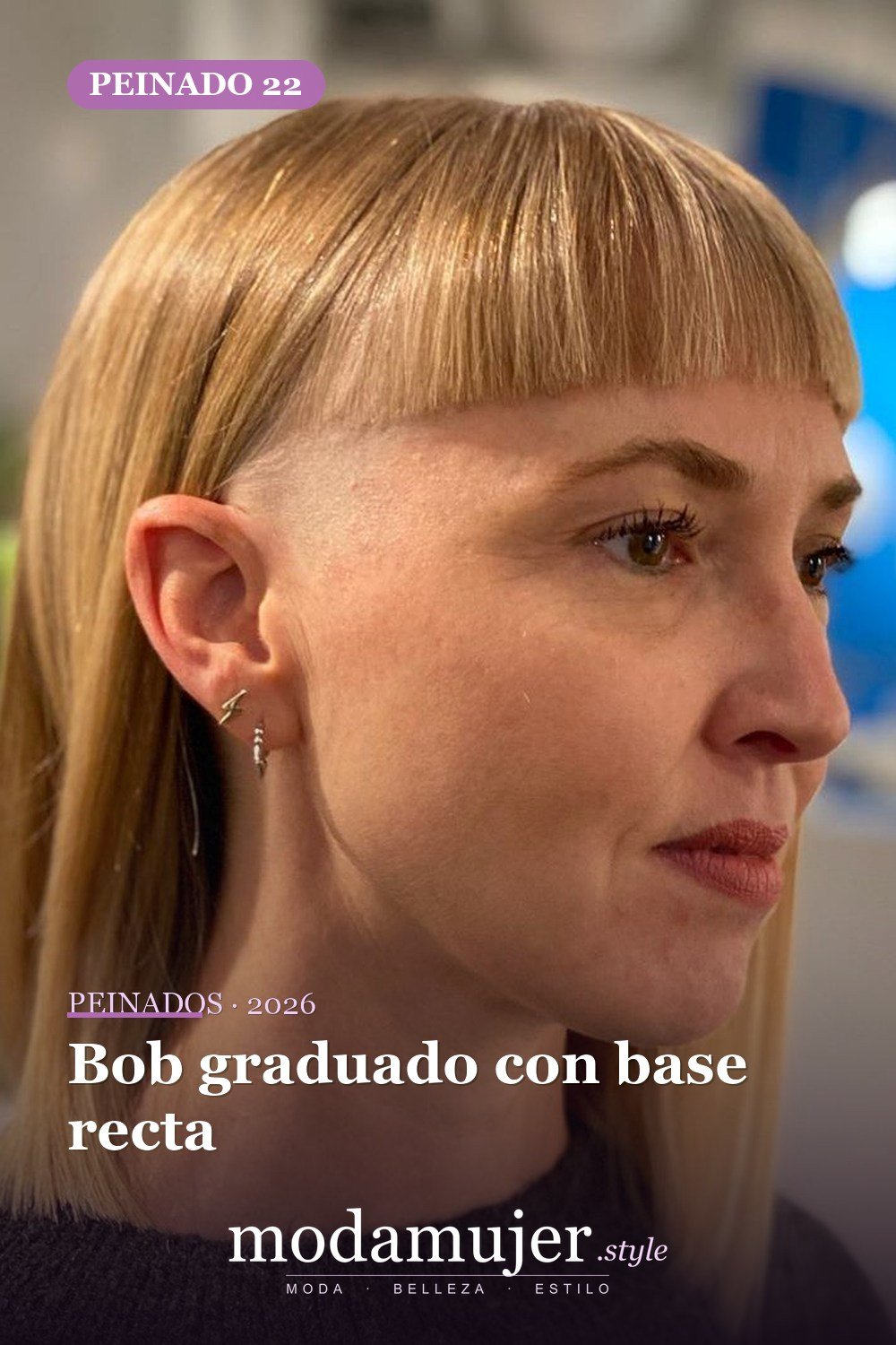 Bob graduado con base recta — 50 cortes contundentes y bobs que están dominando en 2026