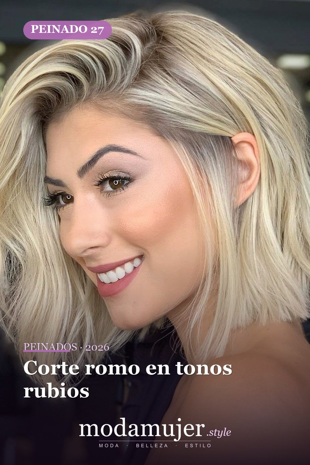 Corte romo en tonos rubios — 50 cortes contundentes y bobs que están dominando en 2026