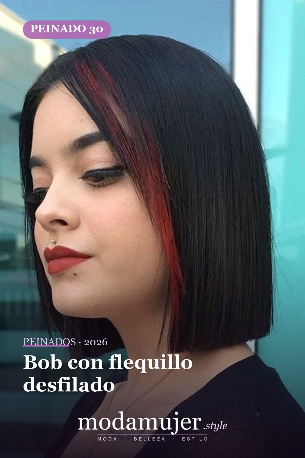 Bob con flequillo desfilado — 50 cortes contundentes y bobs que están dominando en 2026