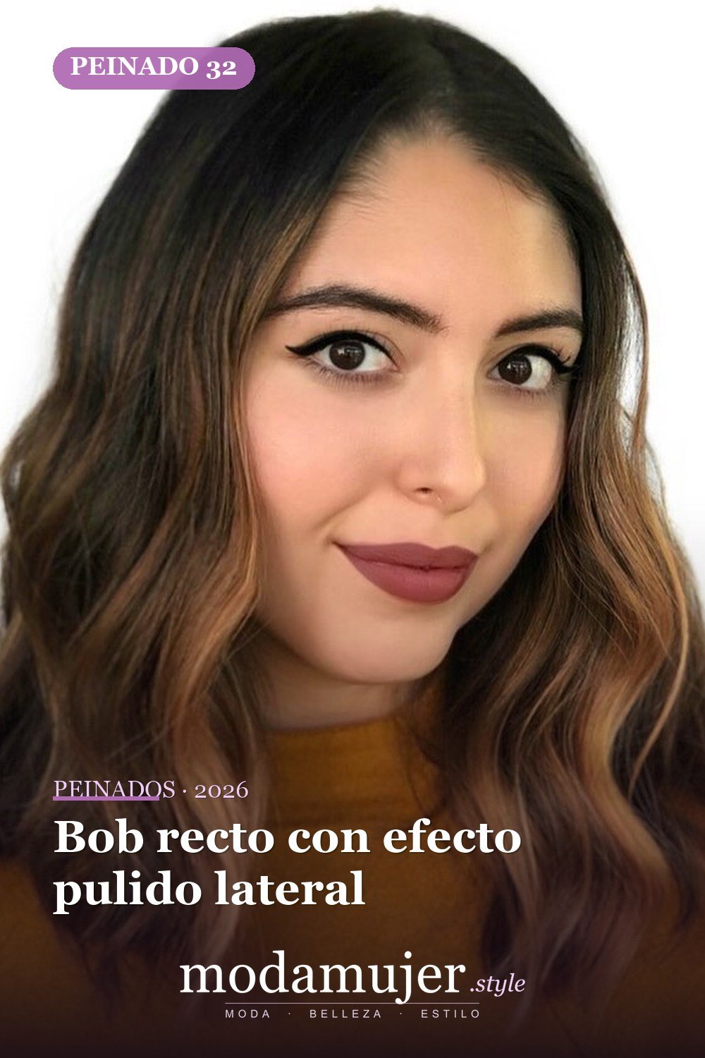 Bob recto con efecto pulido lateral — 50 cortes contundentes y bobs que están dominando en 2026