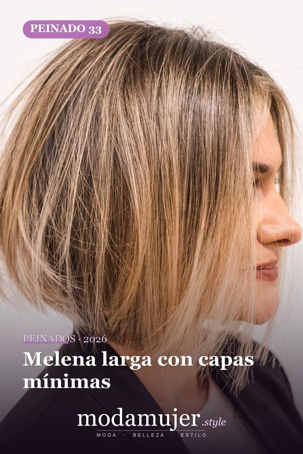 Melena larga con capas mínimas — 50 cortes contundentes y bobs que están dominando en 2026