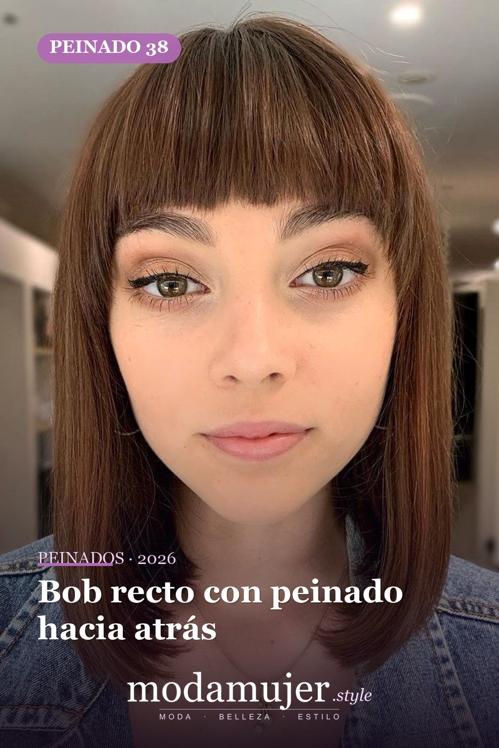 Bob recto con peinado hacia atrás — 50 cortes contundentes y bobs que están dominando en 2026