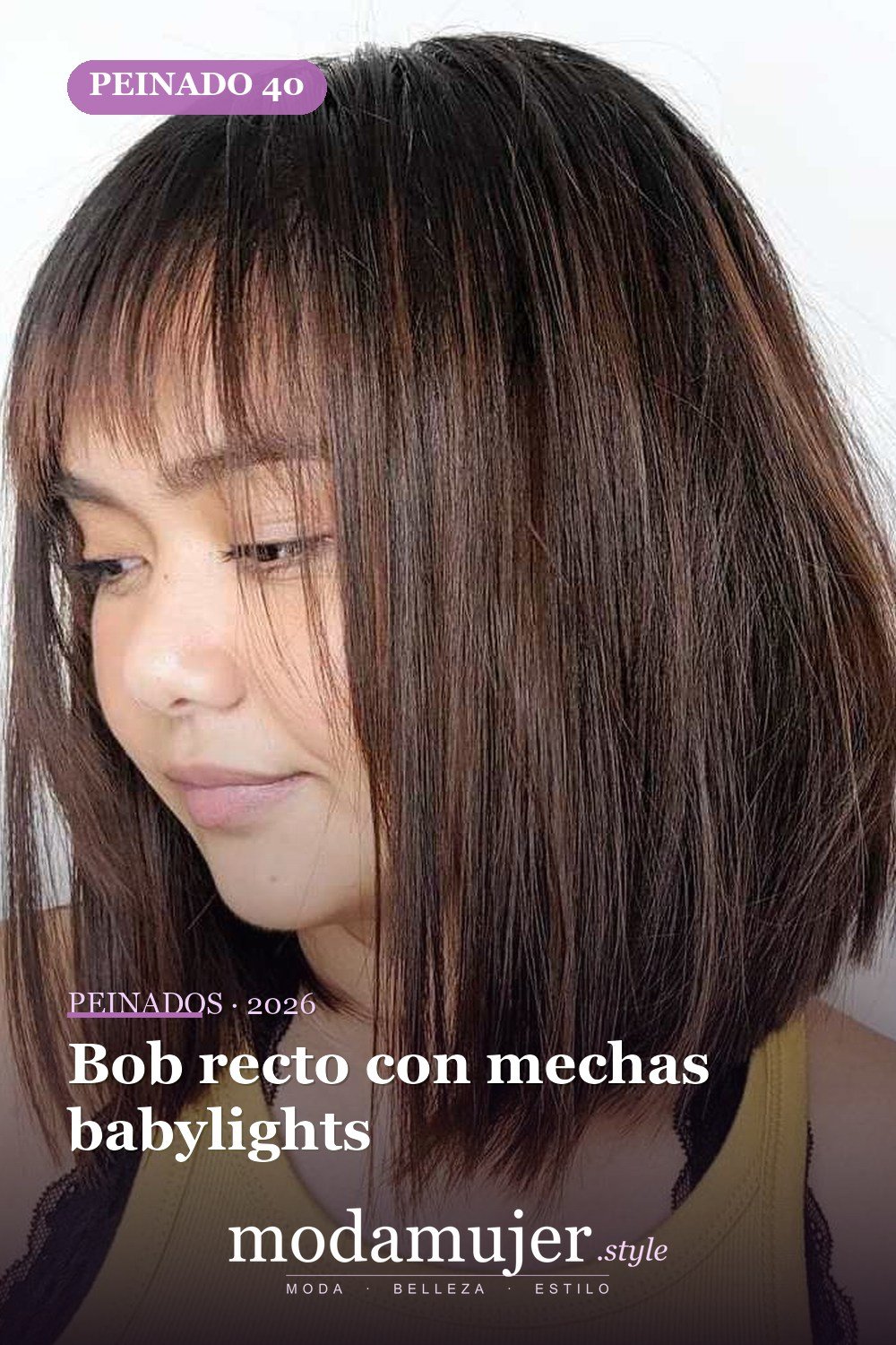 Bob recto con mechas babylights — 50 cortes contundentes y bobs que están dominando en 2026