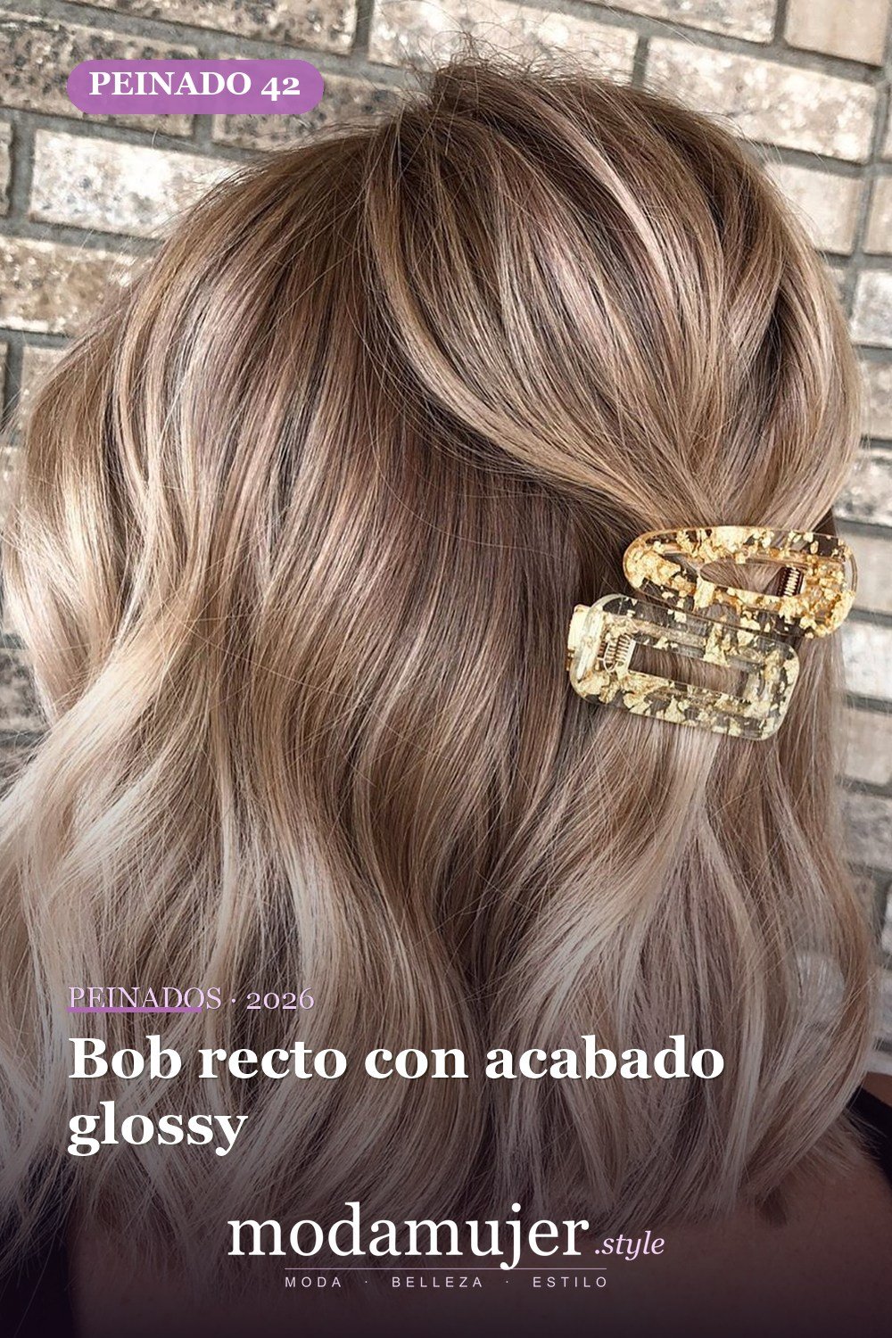 Bob recto con acabado glossy — 50 cortes contundentes y bobs que están dominando en 2026