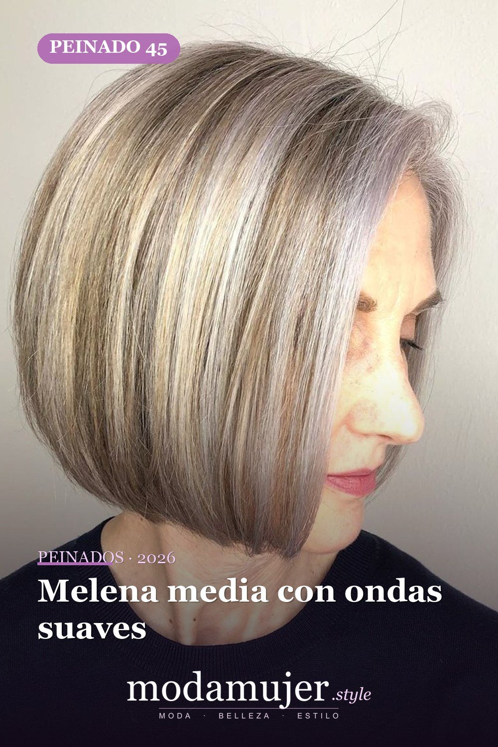 Melena media con ondas suaves — 50 cortes contundentes y bobs que están dominando en 2026