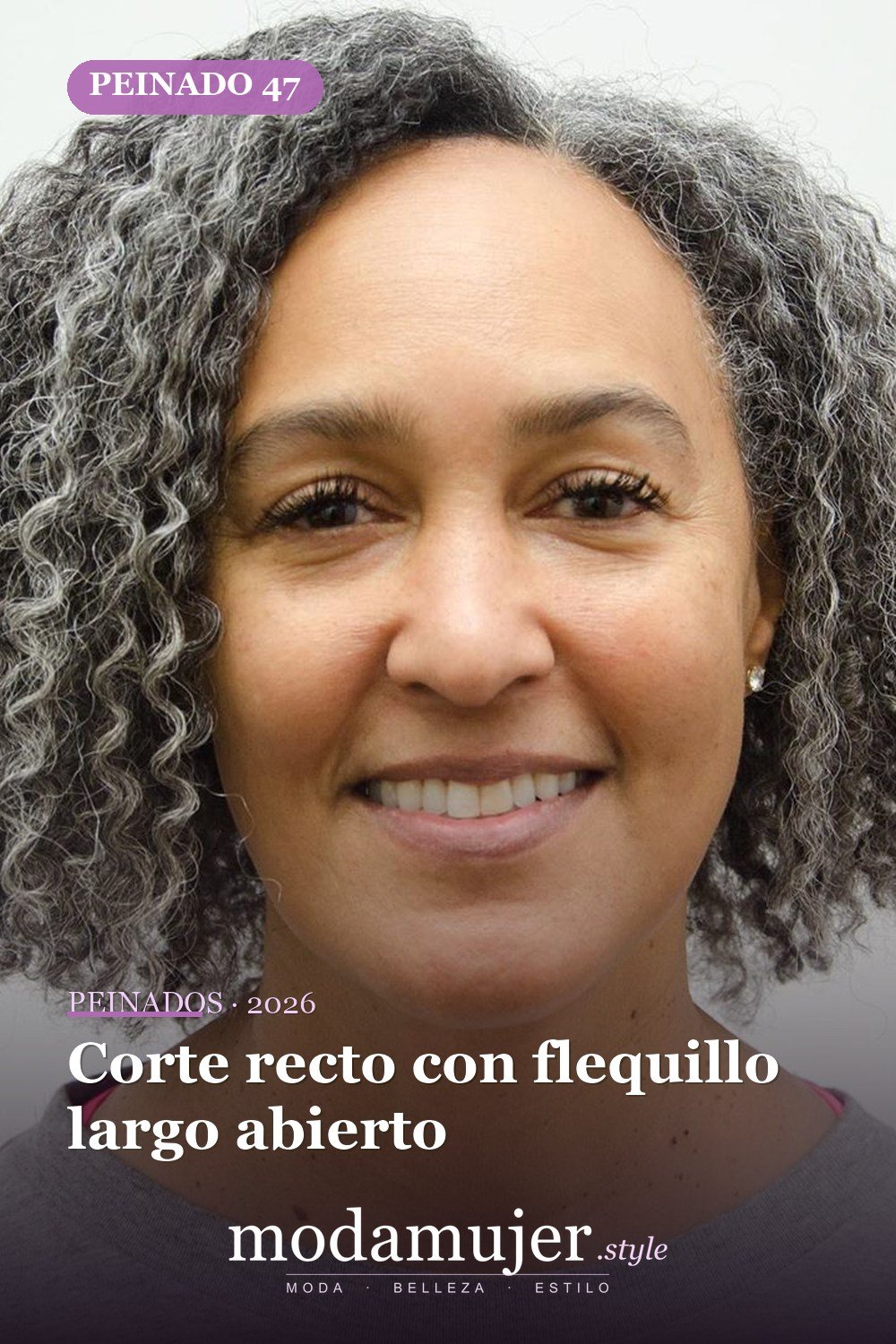 Corte recto con flequillo largo abierto — 50 cortes contundentes y bobs que están dominando en 2026