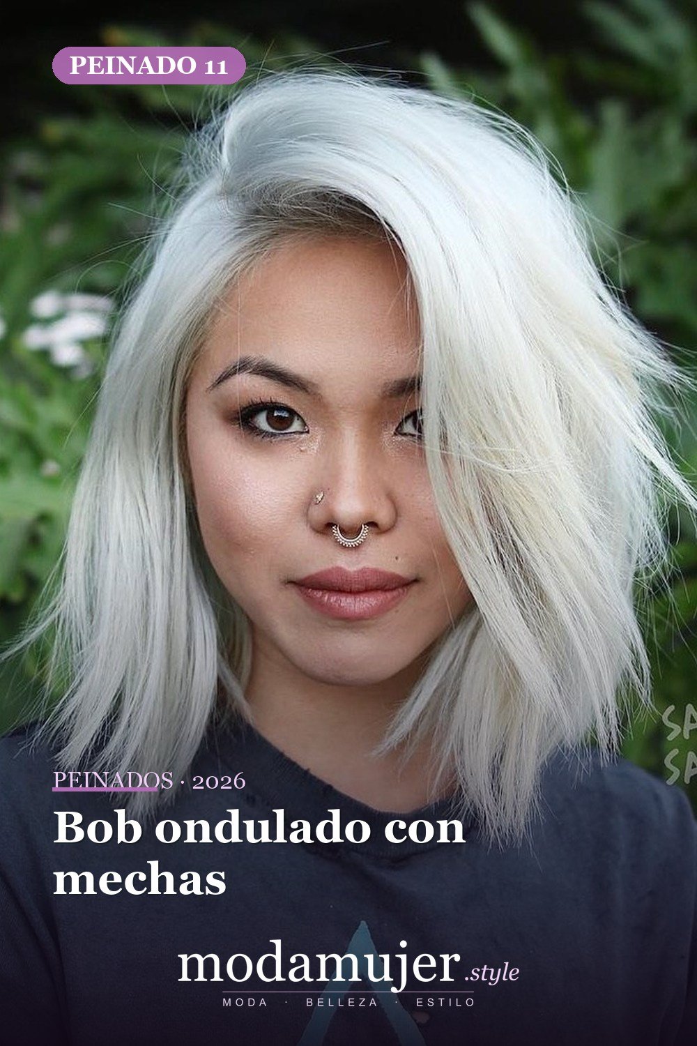 Bob ondulado con mechas — 50 cortes de pelo Bob versátiles para caras redondas para 2026