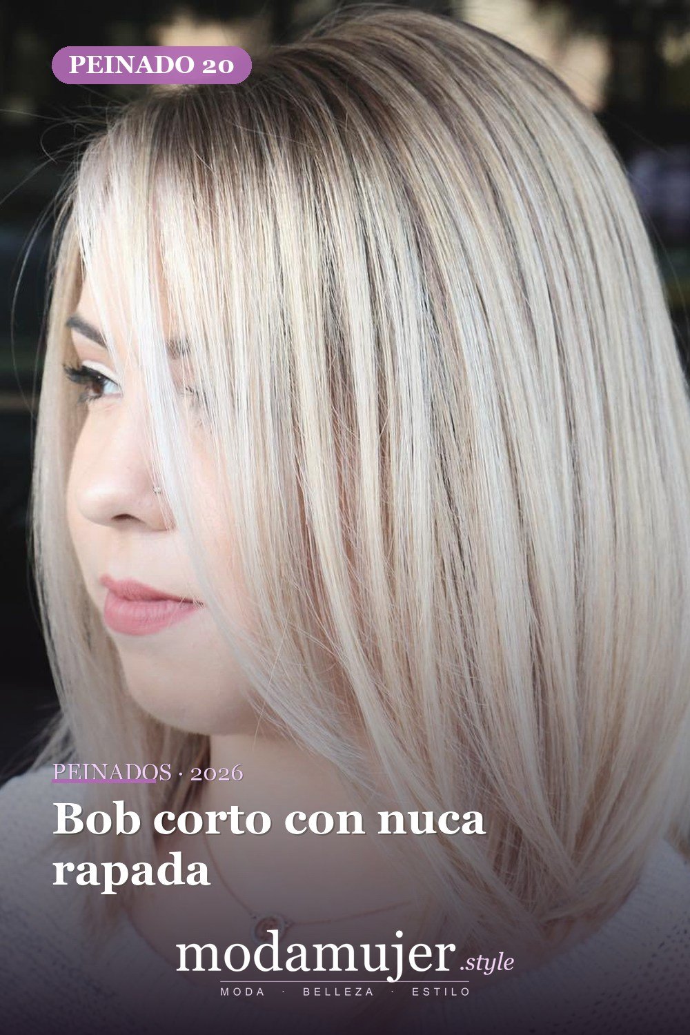 Bob corto con nuca rapada — 50 cortes de pelo Bob versátiles para caras redondas para 2026