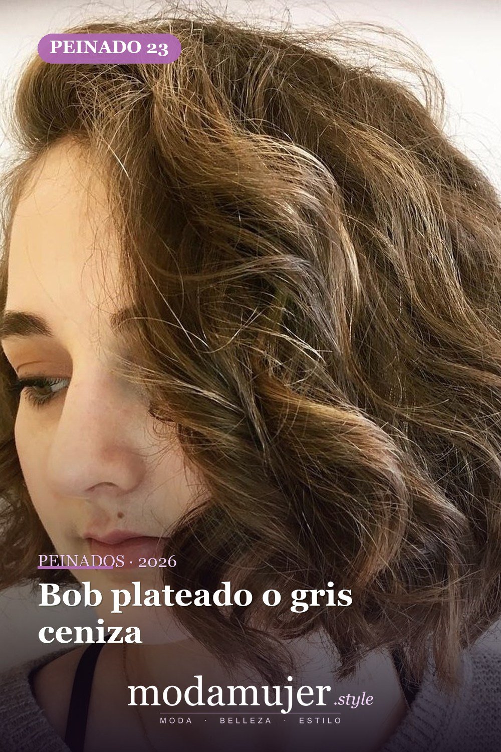 Bob plateado o gris ceniza — 50 cortes de pelo Bob versátiles para caras redondas para 2026