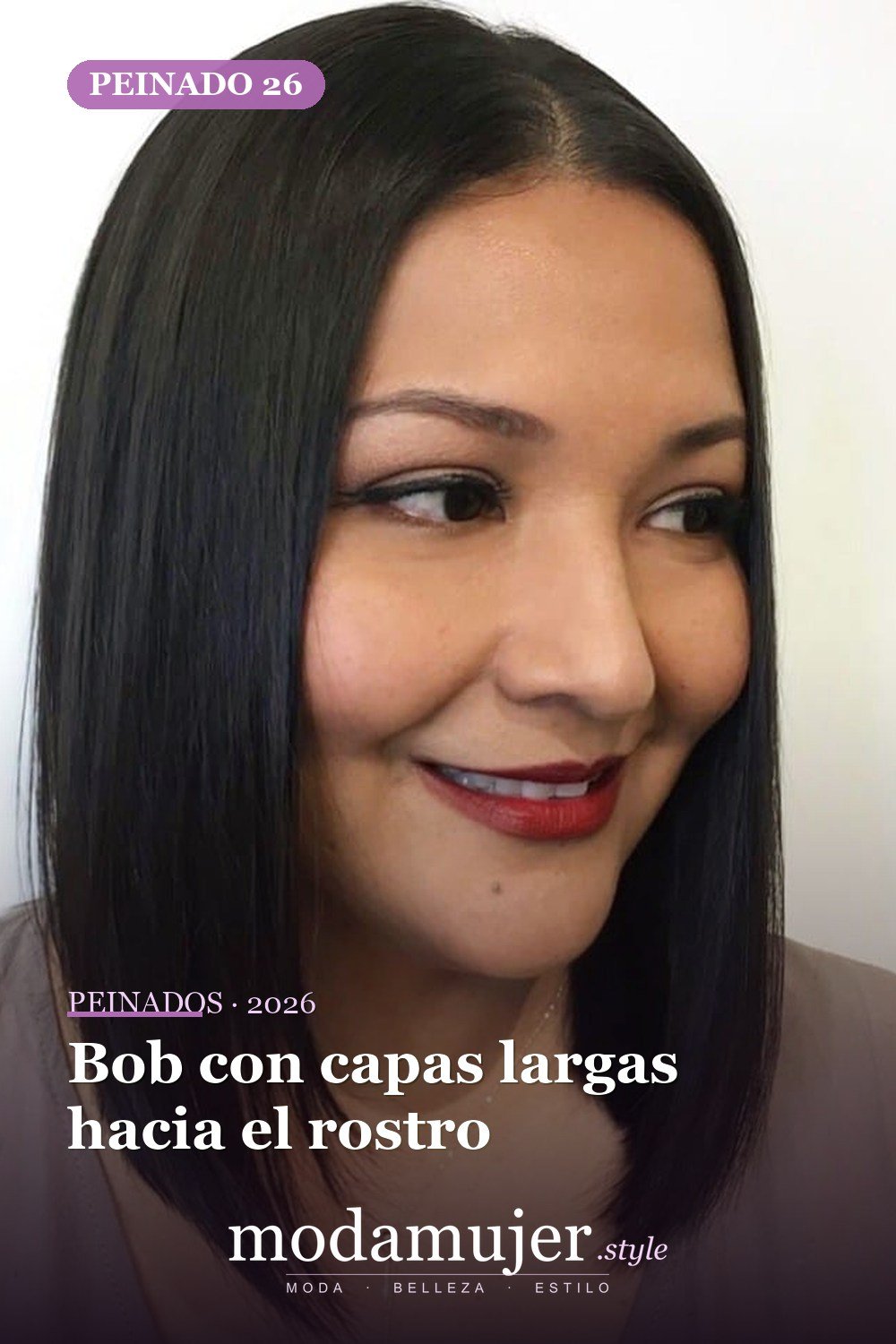 Bob con capas largas hacia el rostro — 50 cortes de pelo Bob versátiles para caras redondas para 2026