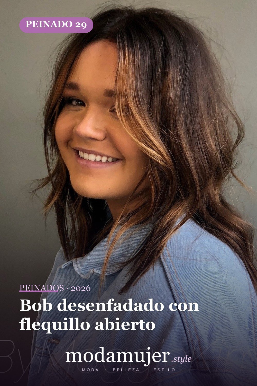 Bob desenfadado con flequillo abierto — 50 cortes de pelo Bob versátiles para caras redondas para 2026
