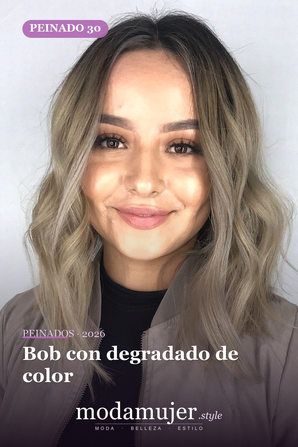 Bob con degradado de color — 50 cortes de pelo Bob versátiles para caras redondas para 2026