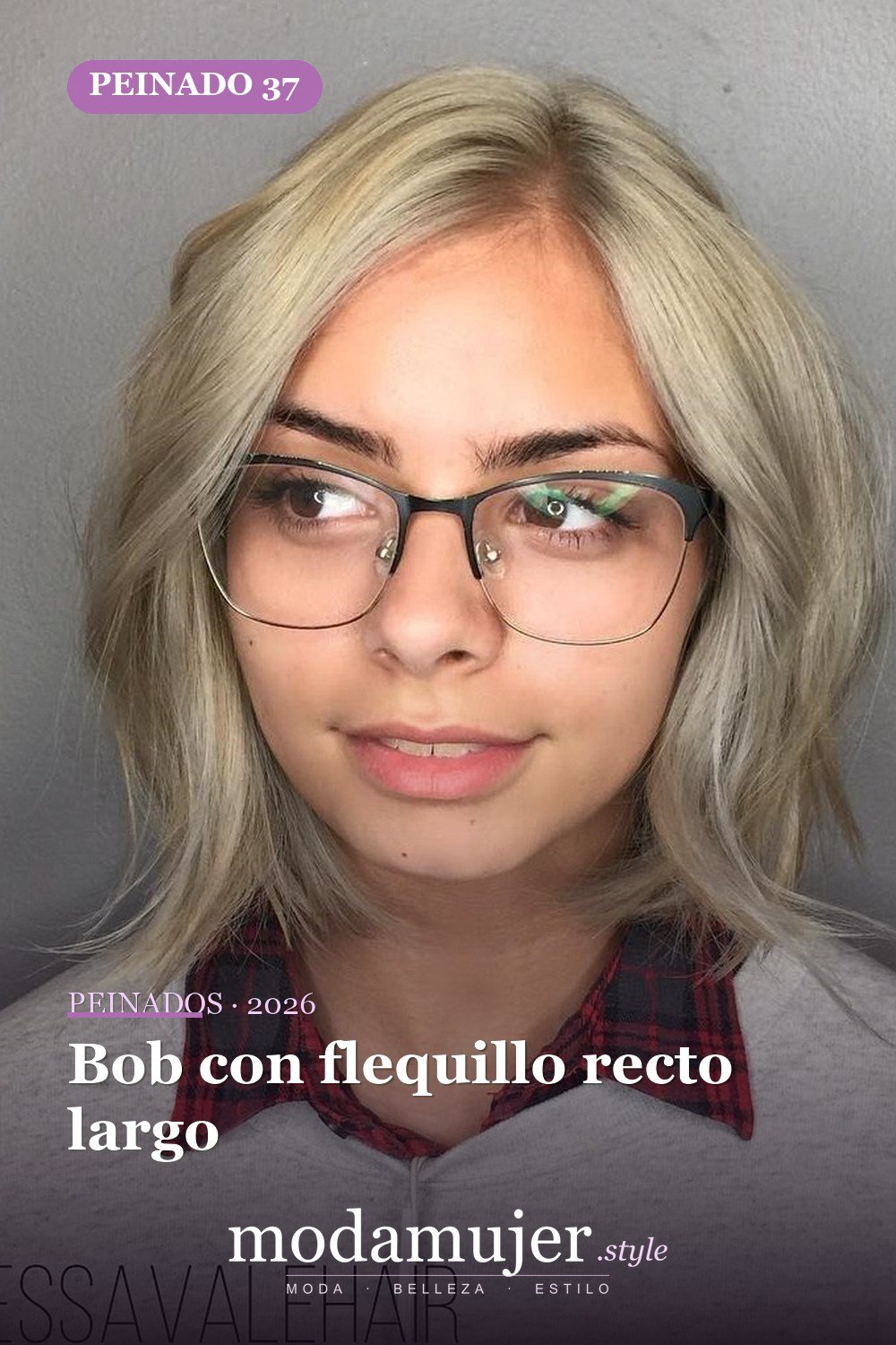 Bob con flequillo recto largo — 50 cortes de pelo Bob versátiles para caras redondas para 2026