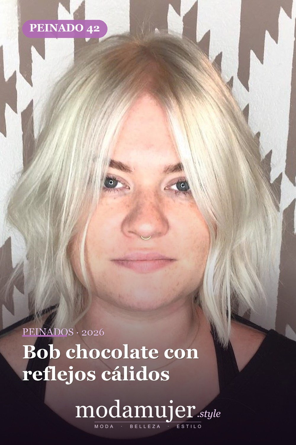 Bob chocolate con reflejos cálidos — 50 cortes de pelo Bob versátiles para caras redondas para 2026