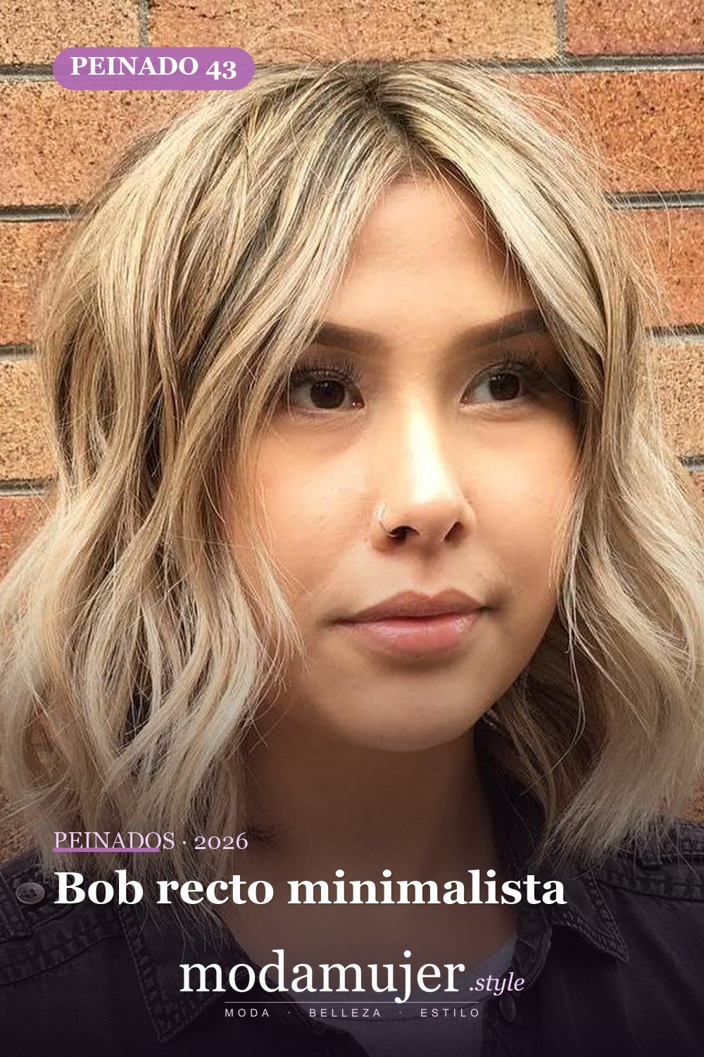 Bob recto minimalista — 50 cortes de pelo Bob versátiles para caras redondas para 2026