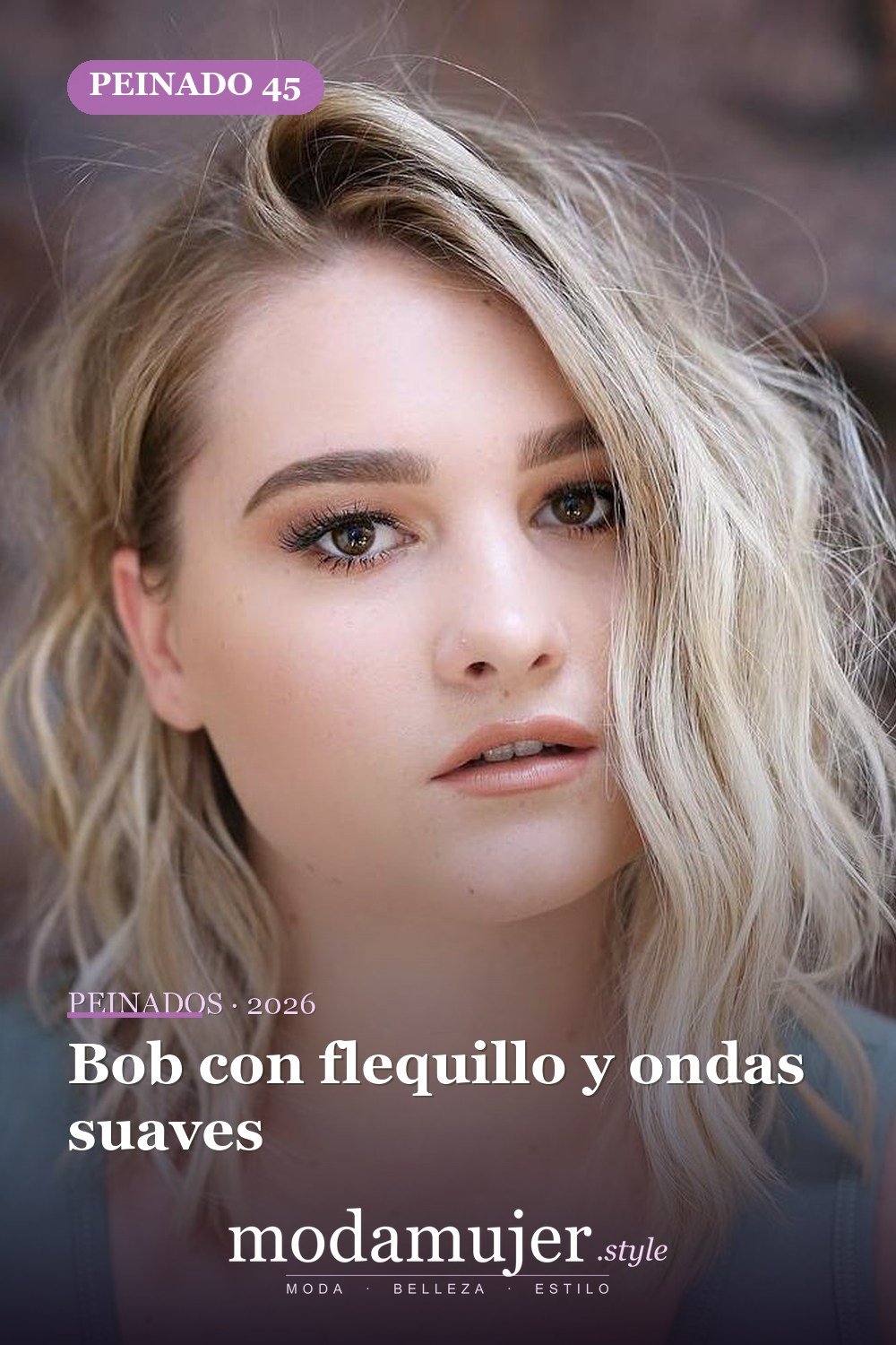 Bob con flequillo y ondas suaves — 50 cortes de pelo Bob versátiles para caras redondas para 2026