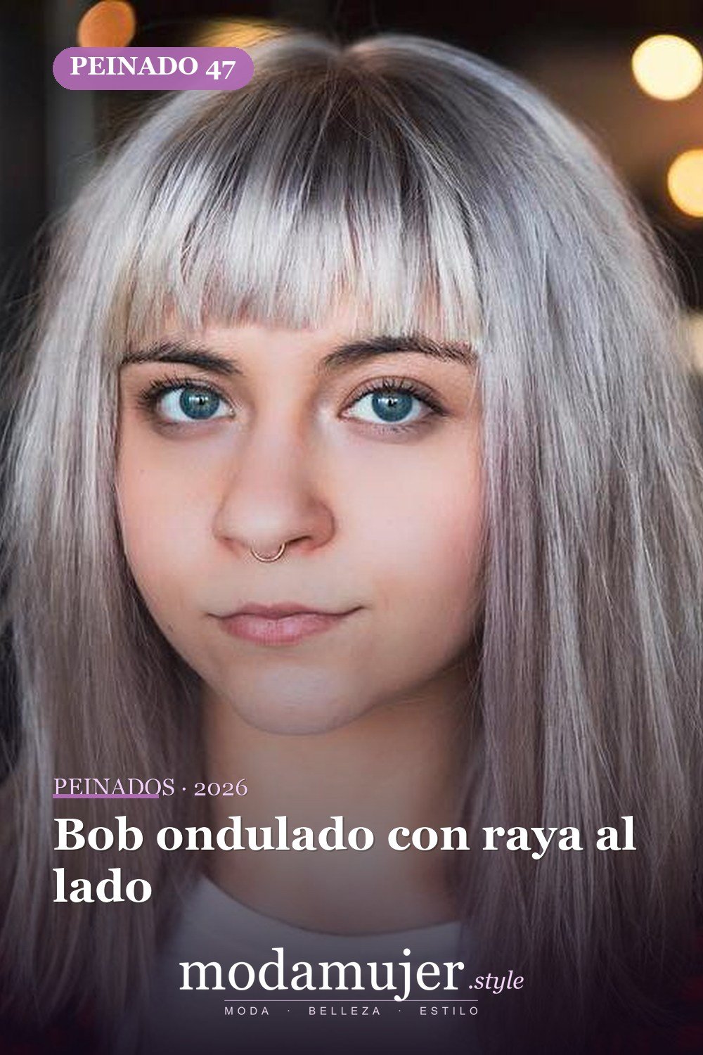 Bob ondulado con raya al lado — 50 cortes de pelo Bob versátiles para caras redondas para 2026