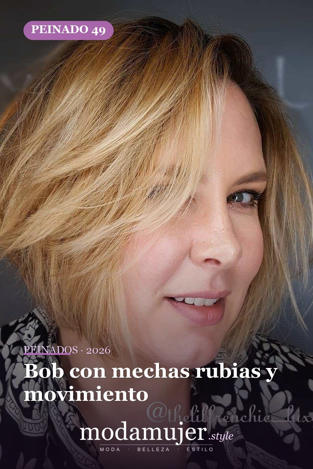 Bob con mechas rubias y movimiento — 50 cortes de pelo Bob versátiles para caras redondas para 2026