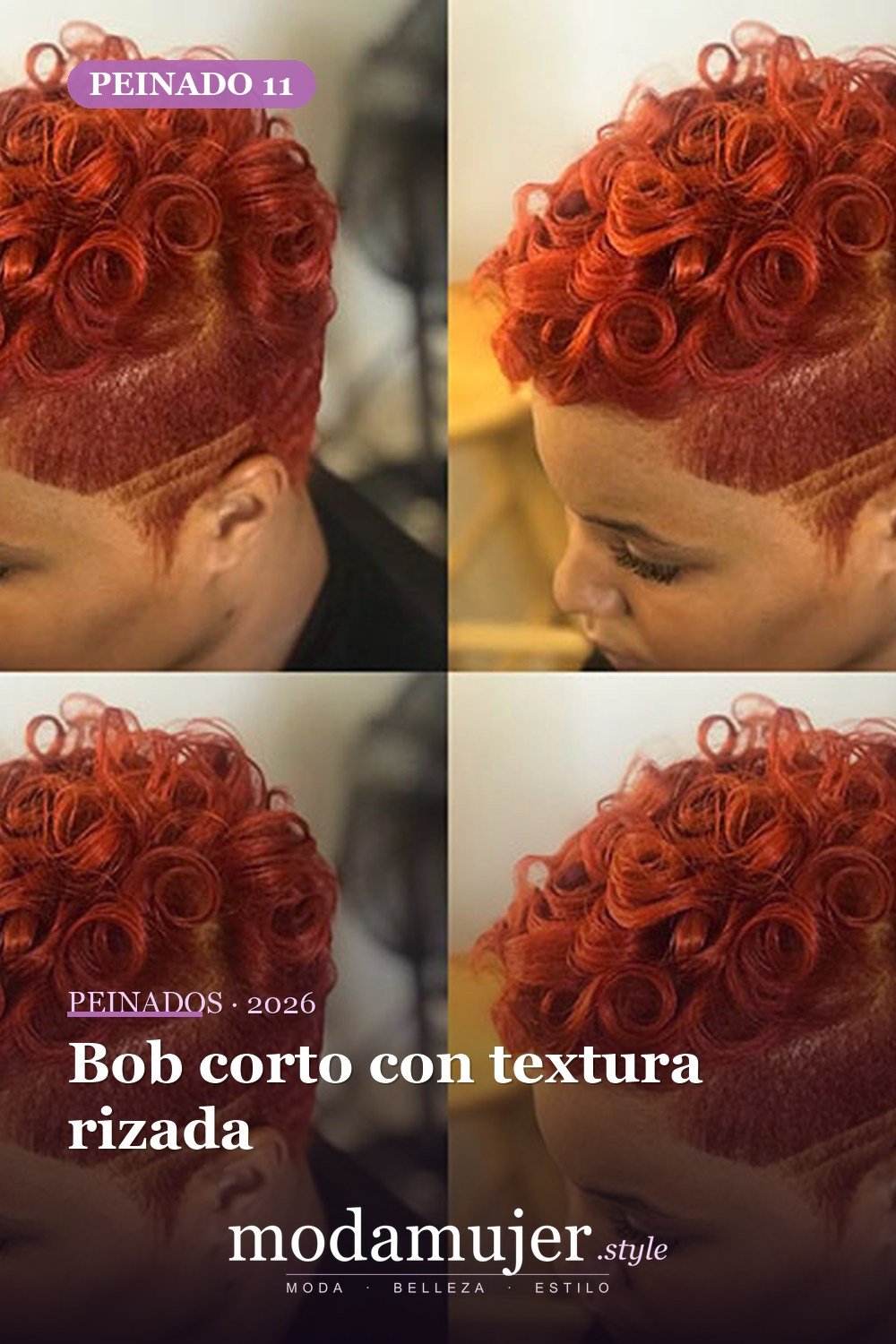 Bob corto con textura rizada — 50 cortes de pelo cortos para mujeres negras