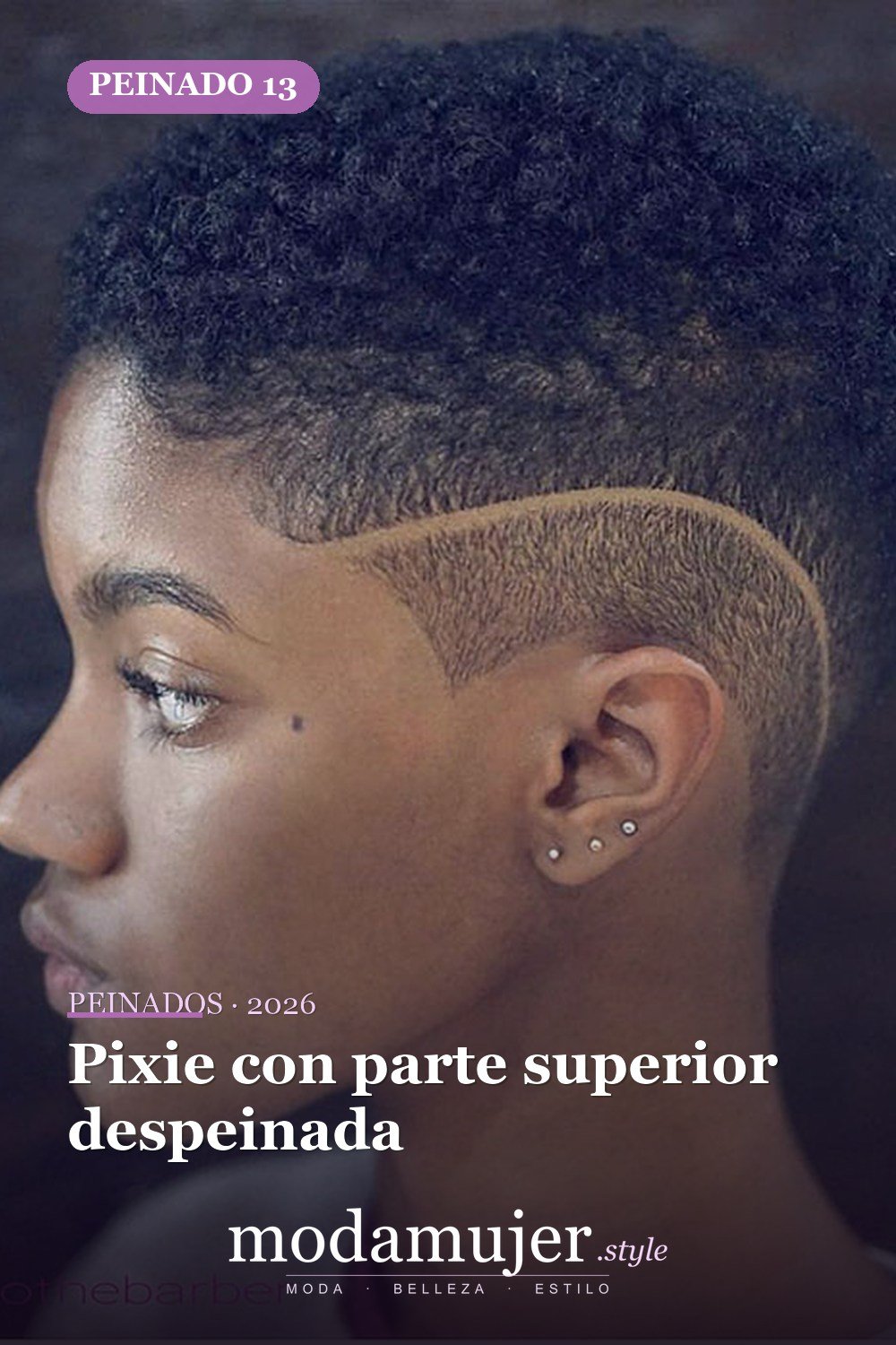 Pixie con parte superior despeinada — 50 cortes de pelo cortos para mujeres negras