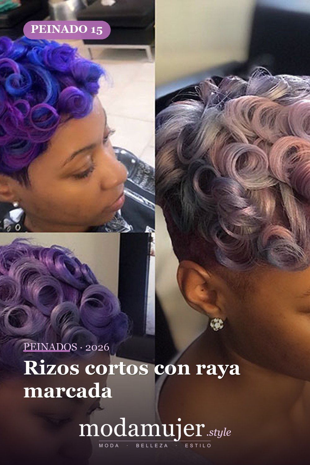 Rizos cortos con raya marcada — 50 cortes de pelo cortos para mujeres negras