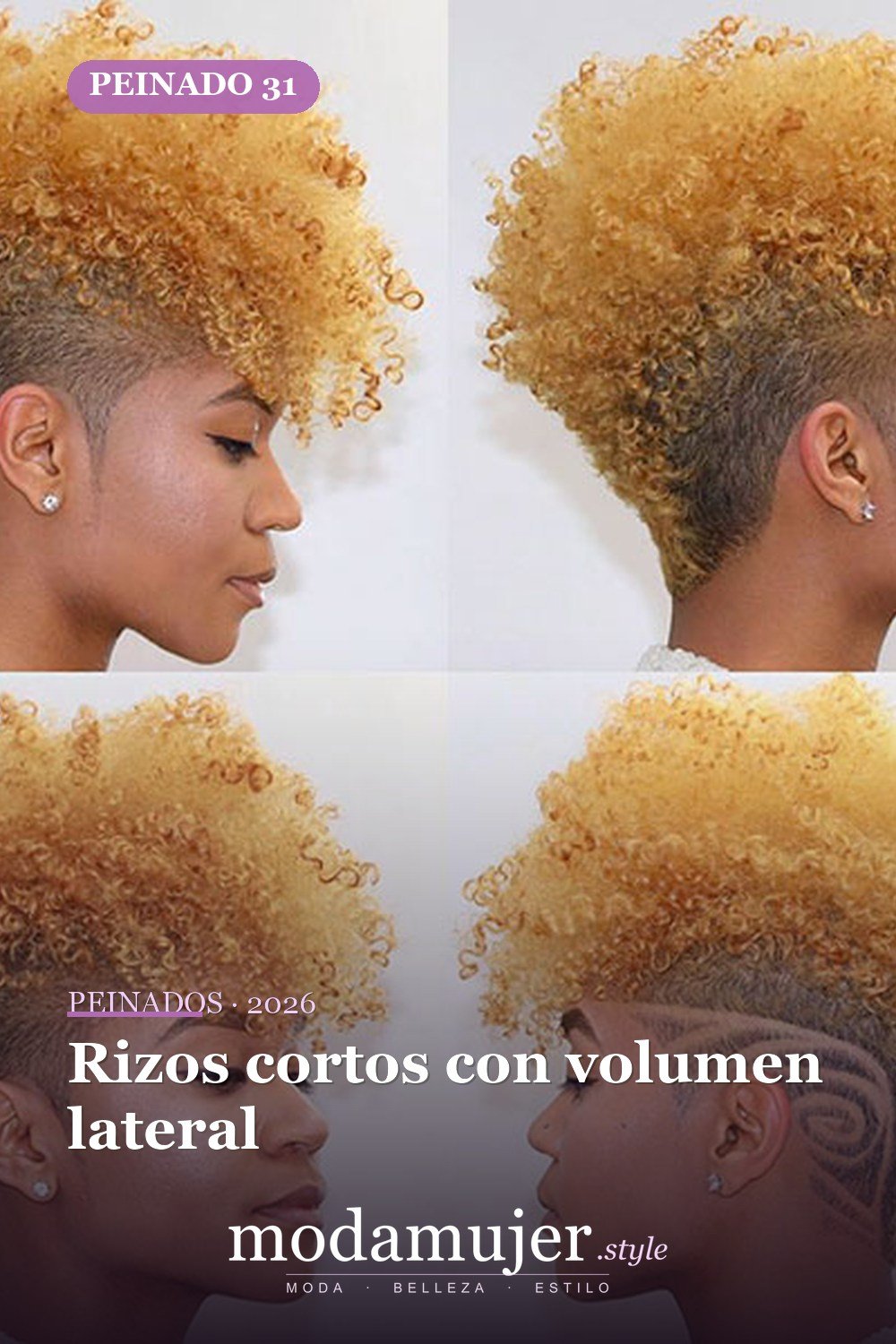Rizos cortos con volumen lateral — 50 cortes de pelo cortos para mujeres negras